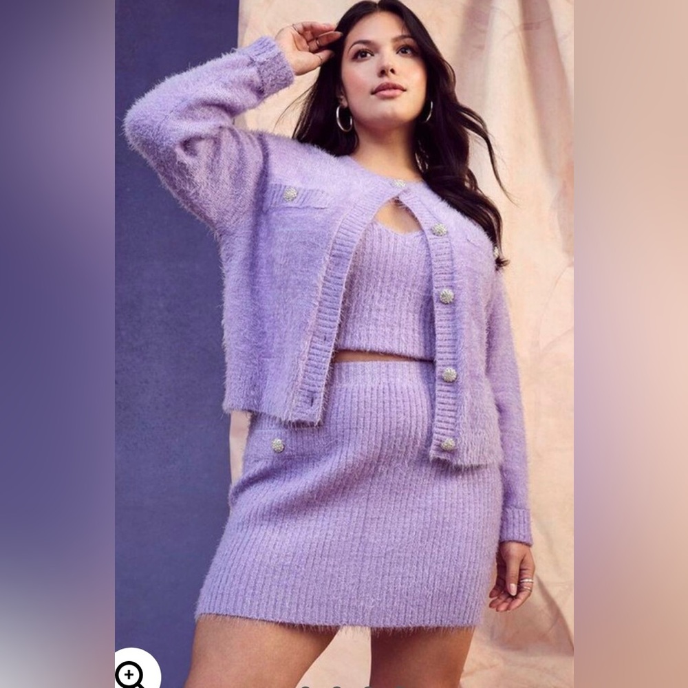 New! Eloquii Lilac Sweater Mini skirt with pocket detail